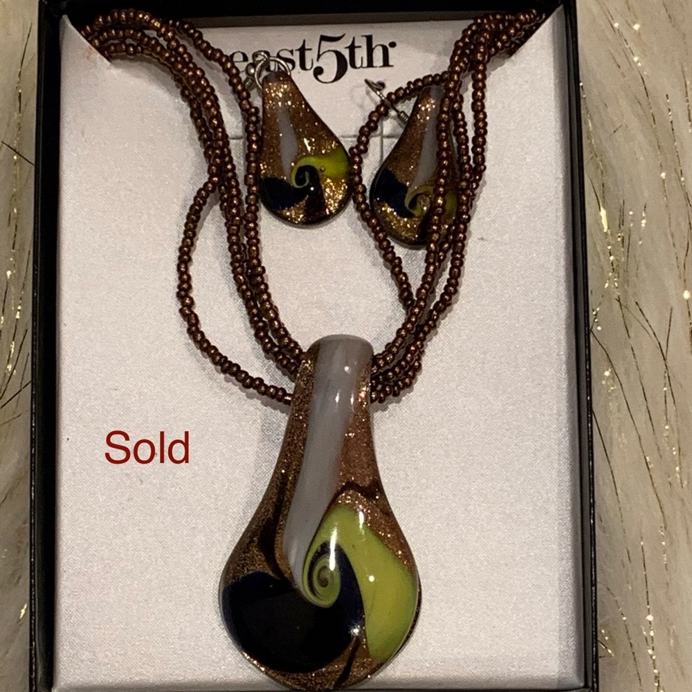 East 5th Necklace with earring Charm Set
